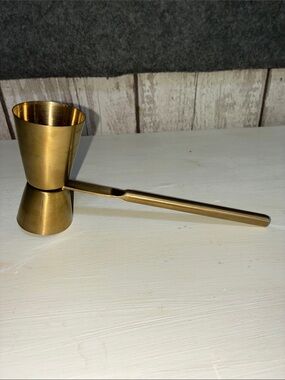 Source Unknown Gold Double-Sided Jigger with Long Handle